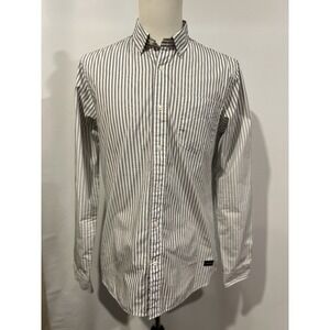 Scotch And Soda Men's Button Up Shirt Black And‎ White Stripe Large